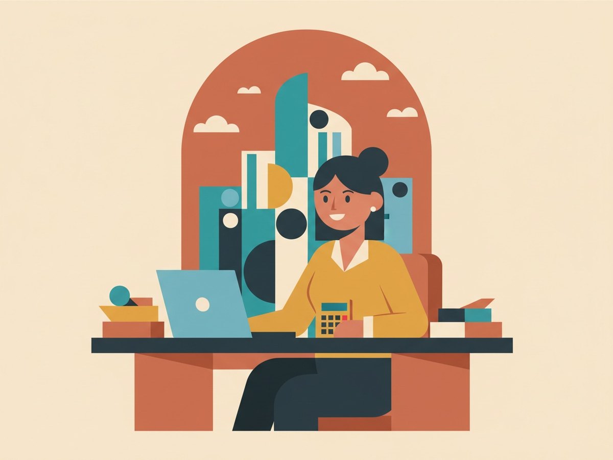 Micro-entrepreneur à son bureau avec ordinateur et documents